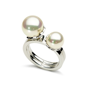 Grace Two Pieces Silver Plated Pearl Ring-